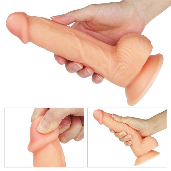 Realistyczne dildo z przyssawką ultra miękkie 20 cm