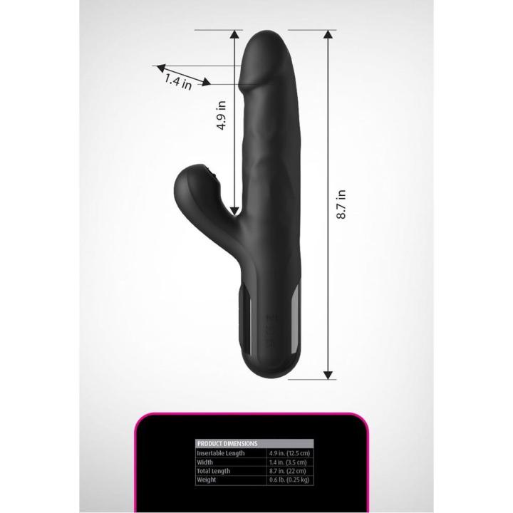 Wibrator króliczek z ruchem thrust i 3 języczkami do łechtaczki 22 cm
