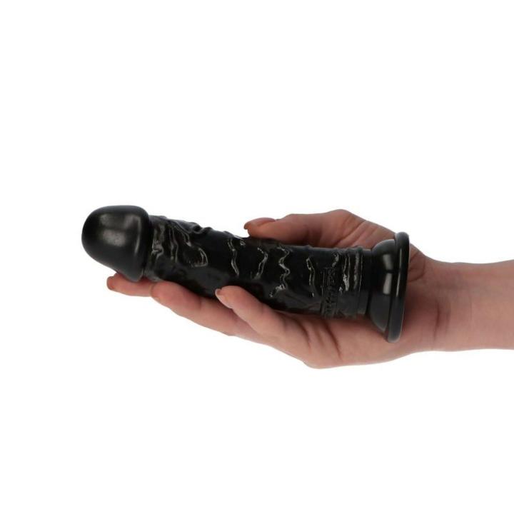 Czarne realistyczne dildo z przyssawką i elastycznym trzonem