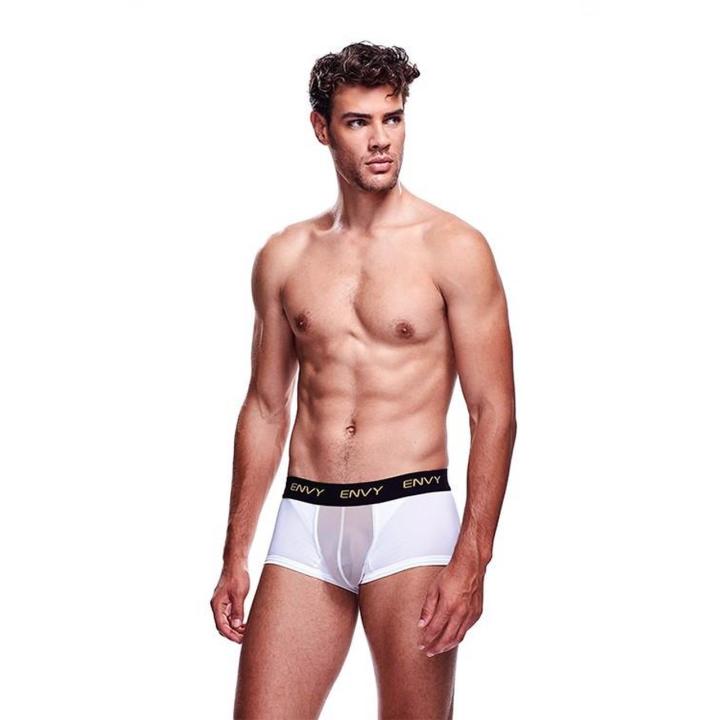 Białe bokserki męskie short boxer z siateczki S/M