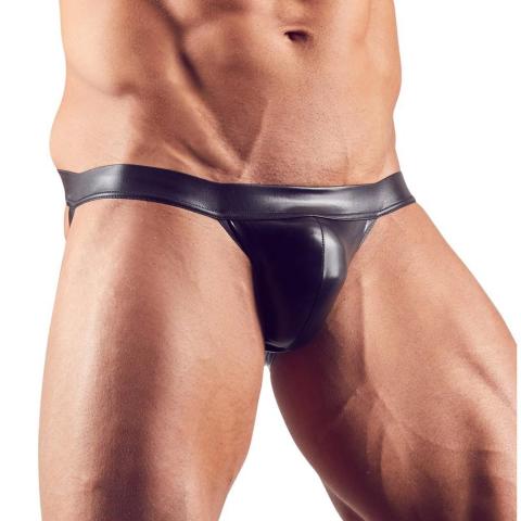 Błyszczący czarny jockstrap męski z elastycznymi paskami