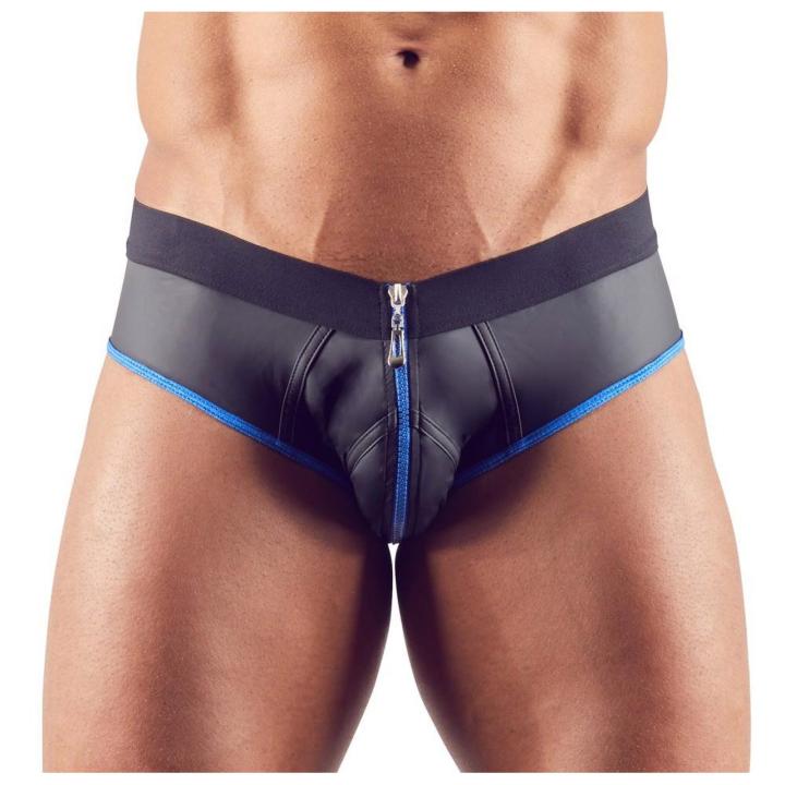 Męski jockstrap z zamkiem z przodu czarny połysk S