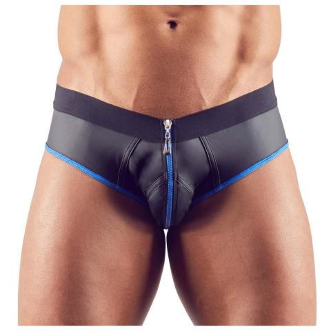 Męski jockstrap z zamkiem z przodu czarny połysk S