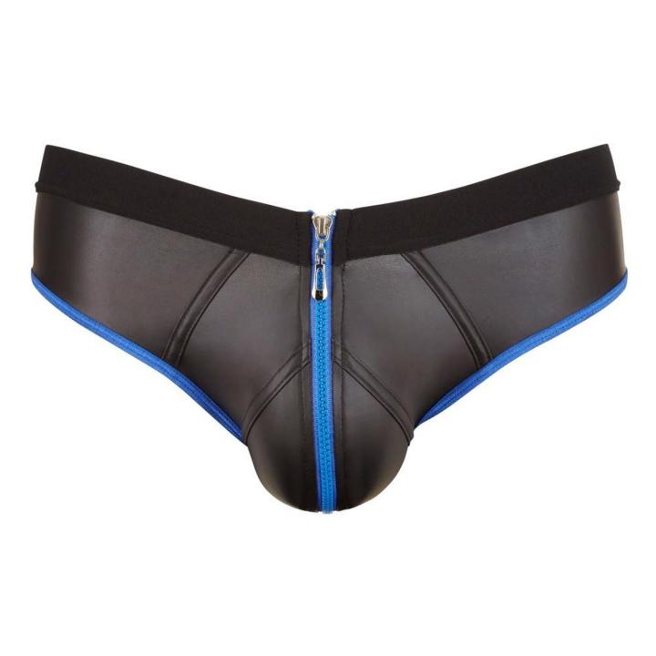 Męski jockstrap z zamkiem z przodu czarny połysk S