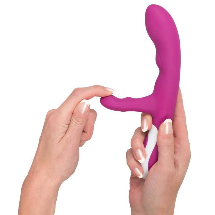 Wibrator króliczek z grzaniem 42°C i podwójną wibracją USB 22 cm