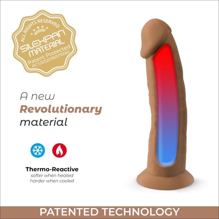Termoaktywne silikonowe dildo 15,4 cm z teksturą i twardym rdzeniem