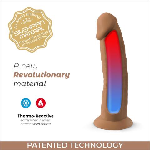 Termoaktywne silikonowe dildo 15,4 cm z teksturą i twardym rdzeniem