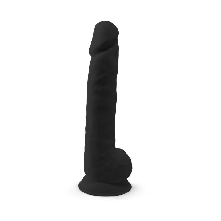 Realistyczne dildo XXL 38 cm z przyssawką czarne – silikonowe i elastyczne
