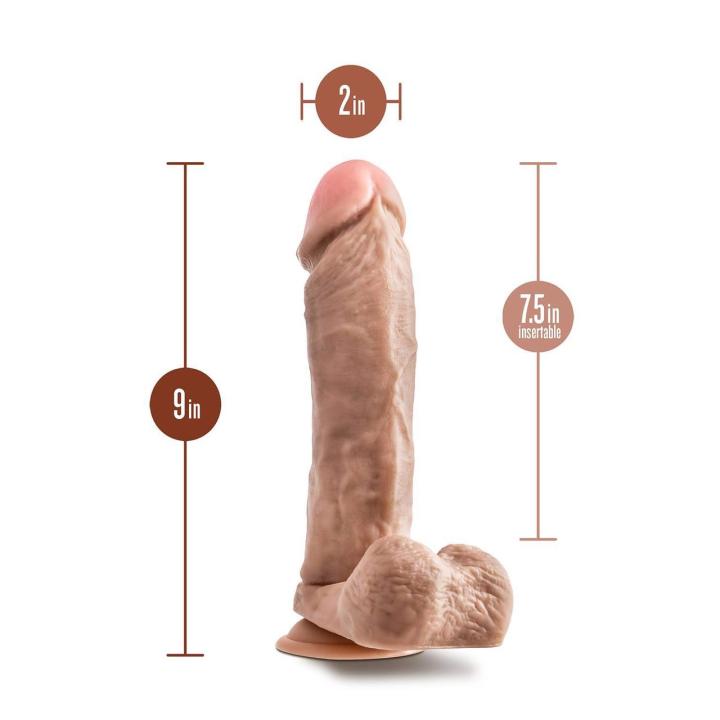 Realistyczne dildo z jądrami 24,1 cm beżowe z przyssawką i do strap on