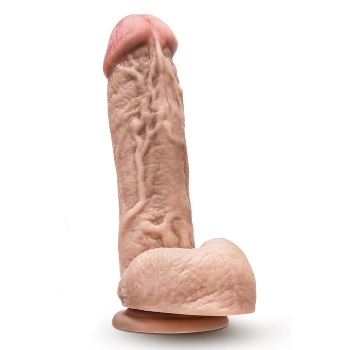 Realistyczne dildo z jądrami 21,6 cm beżowe z przyssawką
