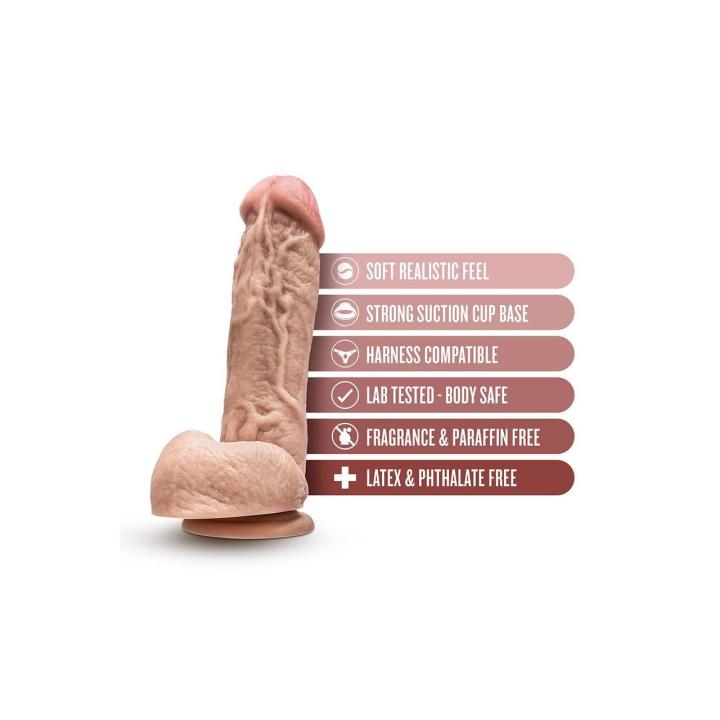 Realistyczne dildo z jądrami 21,6 cm beżowe z przyssawką
