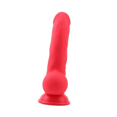 Czerwone dildo analne z przyssawką 21,7 cm z płynnego silikonu