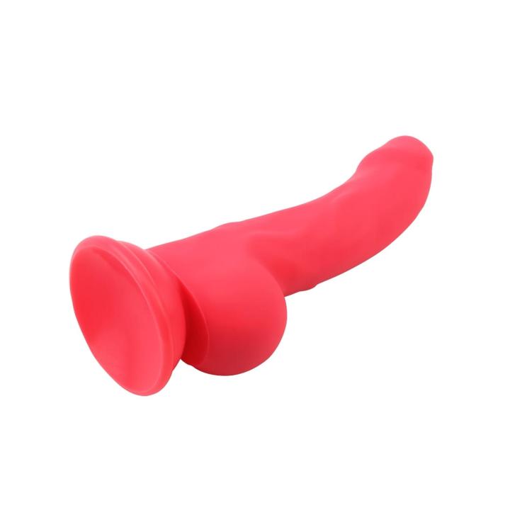 Czerwone dildo analne z przyssawką 21,7 cm z płynnego silikonu