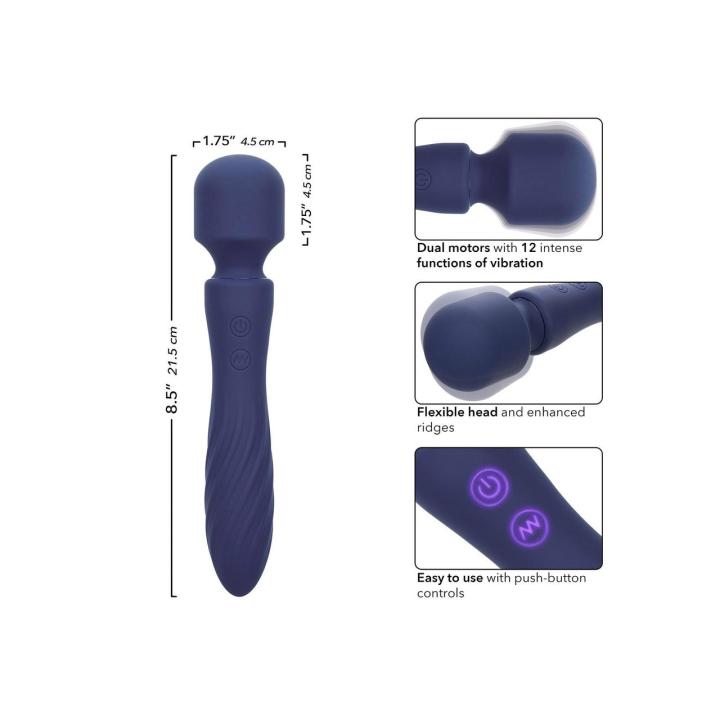 Masażer z 2 silnikami i 12 trybami wibracji IPX7 fioletowy 21,5 cm