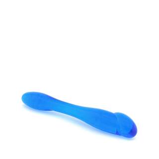 Niebieskie podwójne dildo żelowe do stymulacji waginalnej i analnej