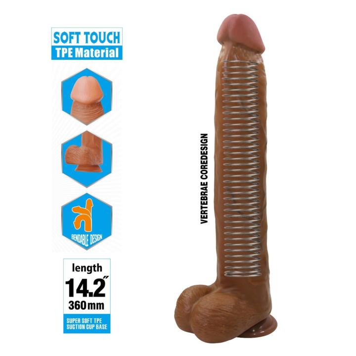 Realistyczne dildo z przyssawką 36 cm TPE - elastyczne i wodoodporne