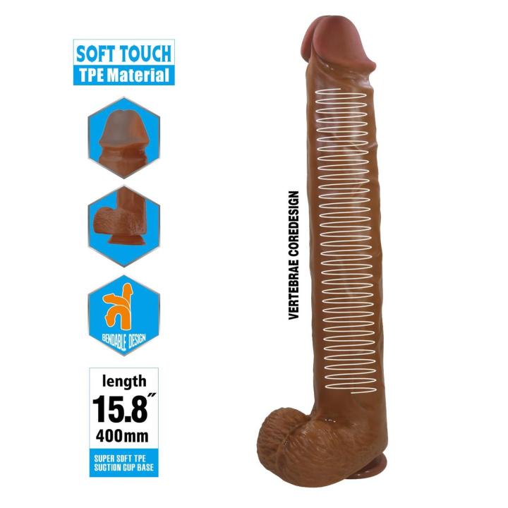 Realistyczne dildo XXL 40 cm z przyssawką - elastyczne TPE wodoodporne