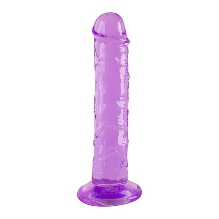 Realistyczne dildo z przyssawką 19 cm fioletowe półprzezroczyste TPE