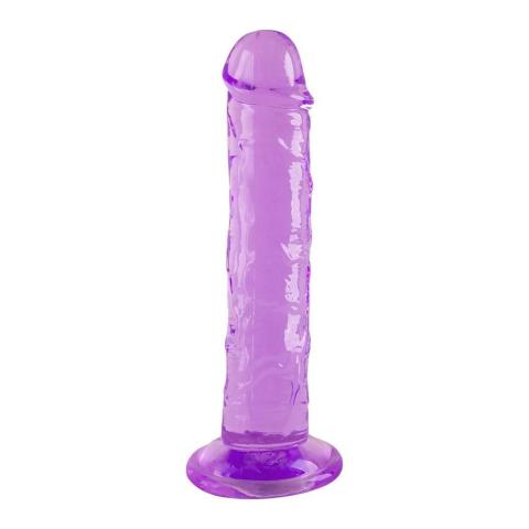 Fioletowe realistyczne dildo z przyssawką 21 cm - elastyczne, półprzezroczyste