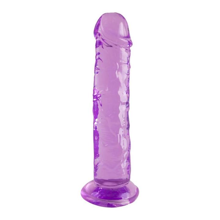 Fioletowe realistyczne dildo z przyssawką 21 cm - elastyczne, półprzezroczyste