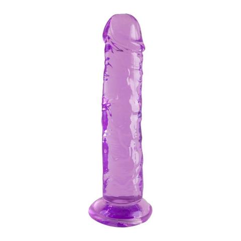 Fioletowe dildo z przyssawką 18 cm - półprzezroczyste TPE, realistyczne