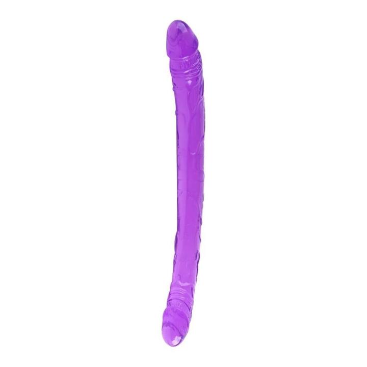 Podwójne dildo fioletowe 37,5 cm z TPE półprzezroczyste elastyczne