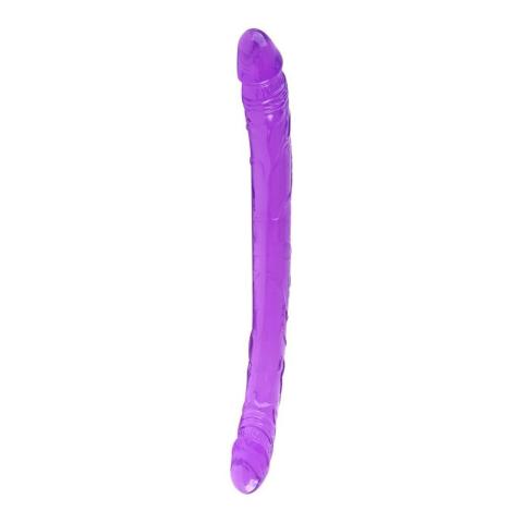 Podwójne dildo fioletowe 37,5 cm z TPE półprzezroczyste elastyczne