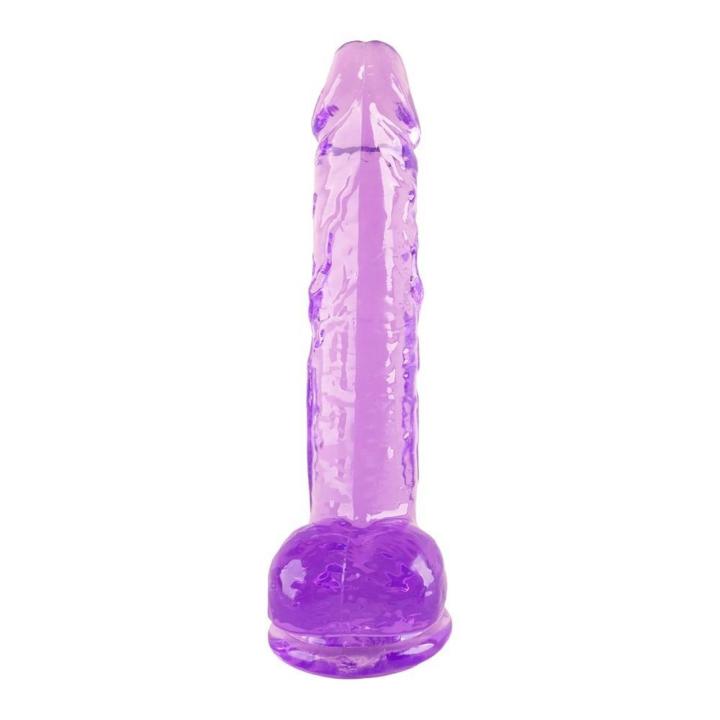 Realistyczne dildo z przyssawką 22 cm fioletowe półprzezroczyste TPE