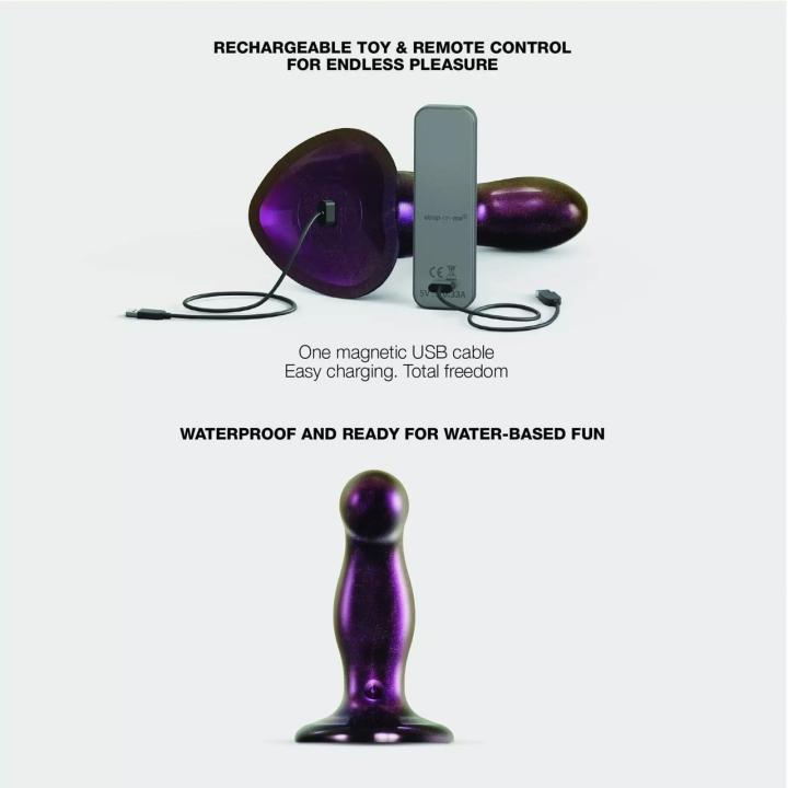Fioletowe dildo z ruchem posuwistym i wibracjami 12,5 cm z pilotem