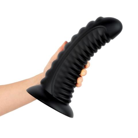 Duży żebrowany korek analny z przyssawką 26 cm - intensywna stymulacja