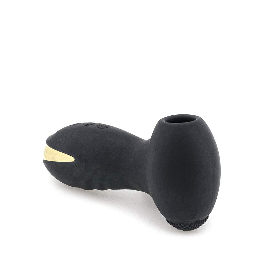 Bezdotykowy czarny masażer łechtaczki z funkcją wibracji i ssania