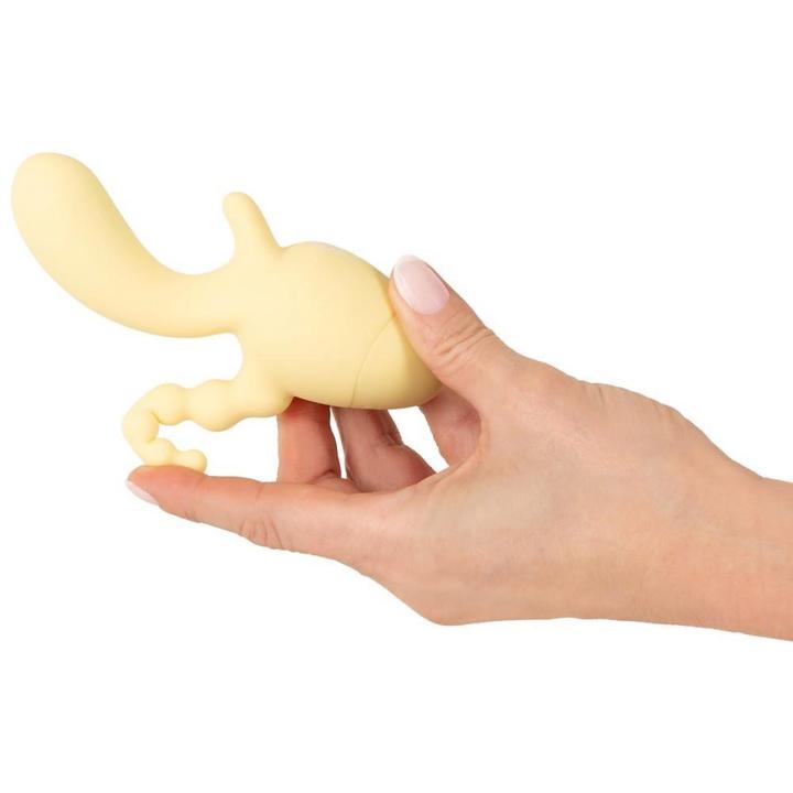 Mini wibrator do potrójnej stymulacji 10 trybów USB żółty
