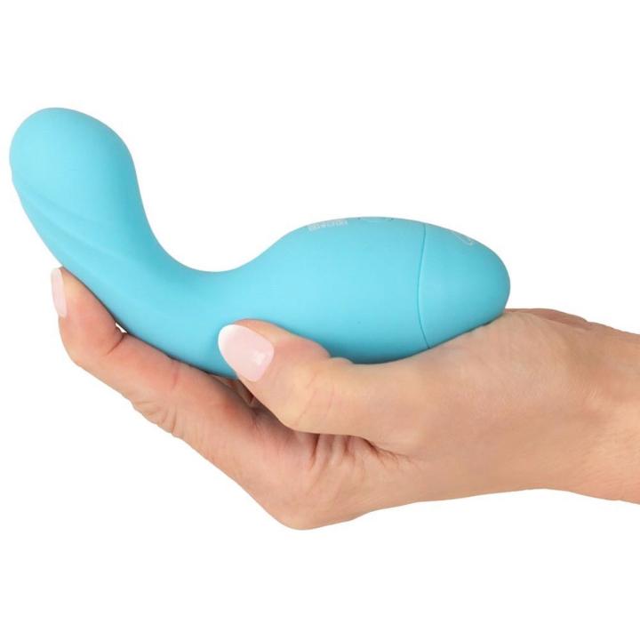 Mini wibrator do potrójnej stymulacji niebieski 10 trybów USB 13 cm
