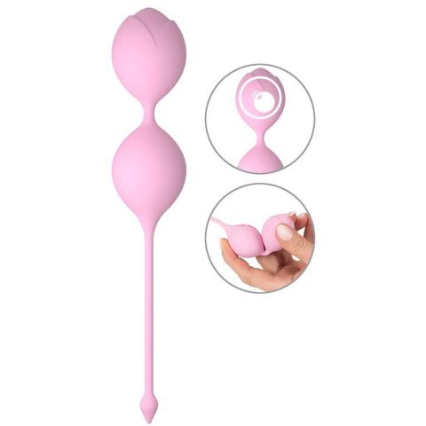 Różowe podwójne kulki gejszy z ruchomymi ciężarkami 17 cm