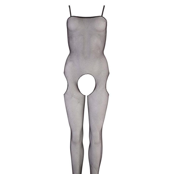 Siateczkowy bodystocking S/M z otwartym krokiem i stopą
