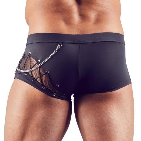 Męskie spodnie fishnet z odpinanym łańcuszkiem i zamkiem