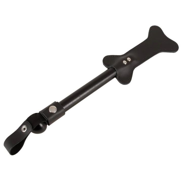 Skórzana packa do spankingu czarna 38 cm z drewnianą rękojeścią