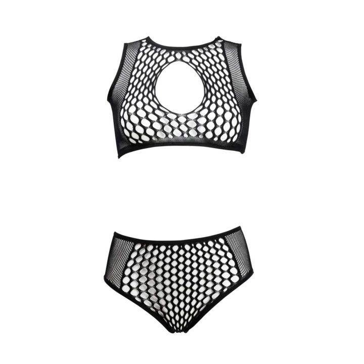 Dwuczęściowy komplet bielizny siateczkowy keyhole one size S–L