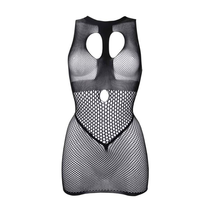 Mini sukienka z siateczki one size z chokerem i open cup