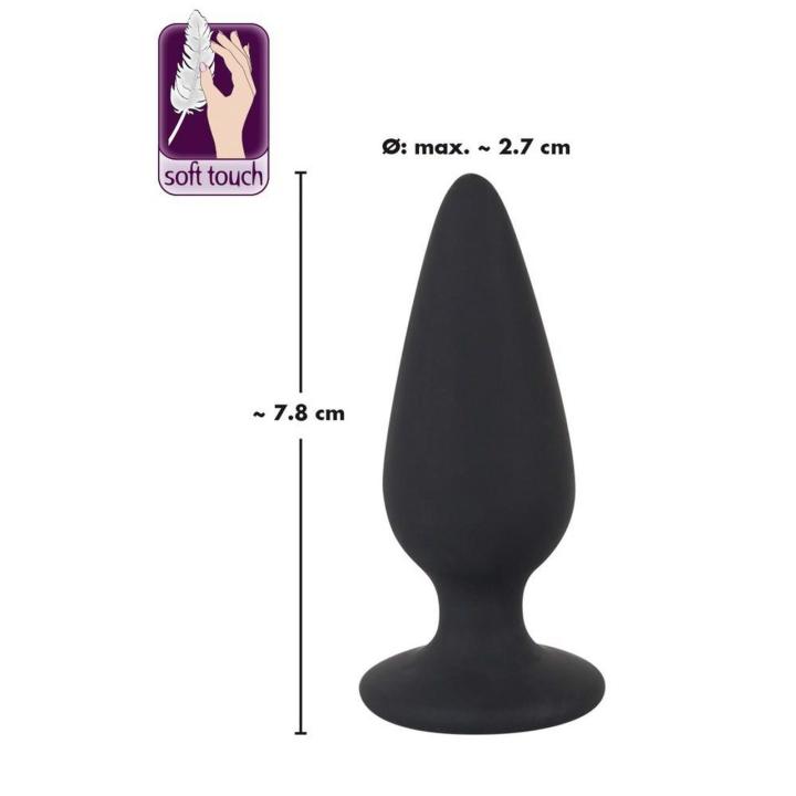 Plug analny z obciążeniem 40 g S 7,8 cm – miękki, stożkowy, czarny