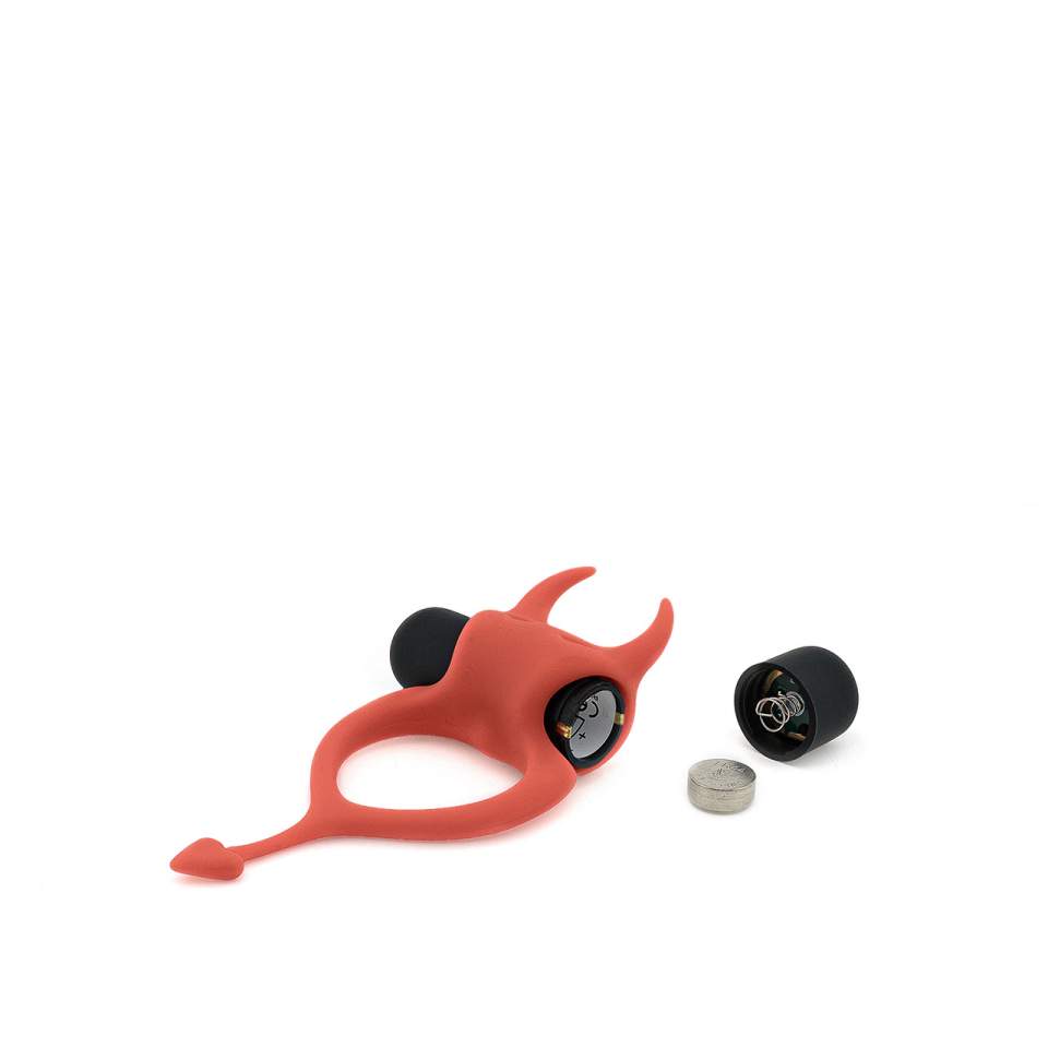 Czerwony wibracyjny pierścień erekcyjny w kształcie diabełka – 3,2 cm
