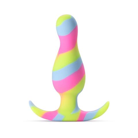 Silikonowy plug analny 8,9 cm z podwójną krzywizną i stabilną podstawą