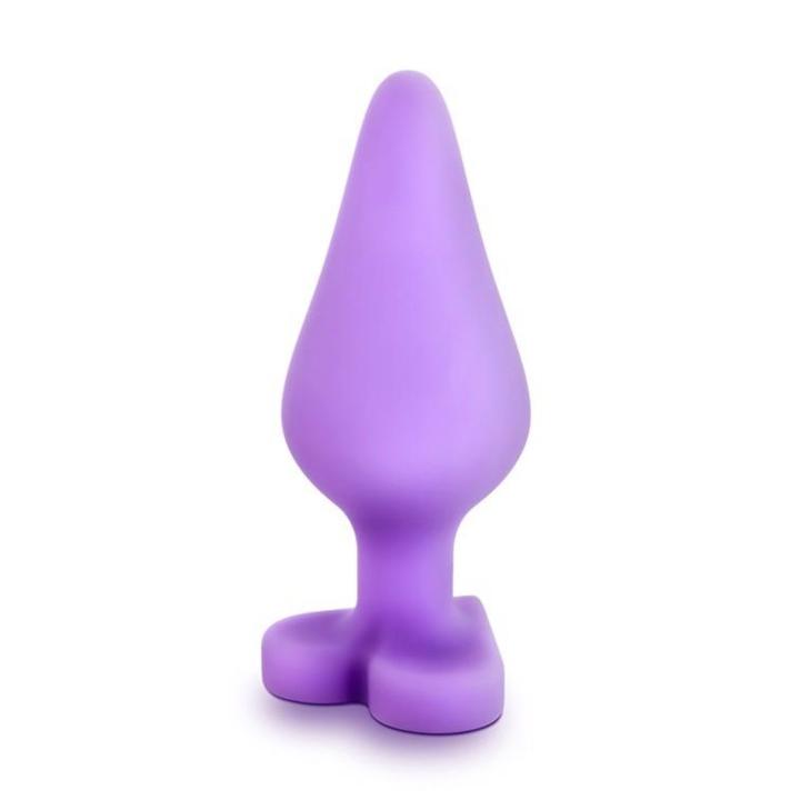 Fioletowy korek analny serce z napisem z silikonu 8,8 cm
