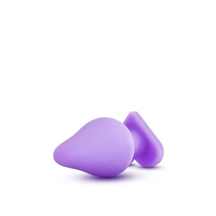 Fioletowy korek analny serce z napisem z silikonu 8,8 cm