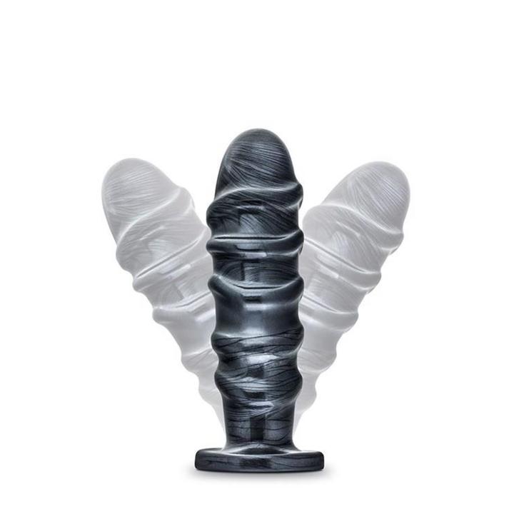 Duży plug analny z przyssawką 27,9 cm czarny metaliczny