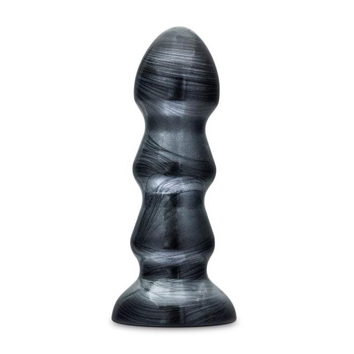 Czarny plug analny z przyssawką 17,7 cm – segmentowany