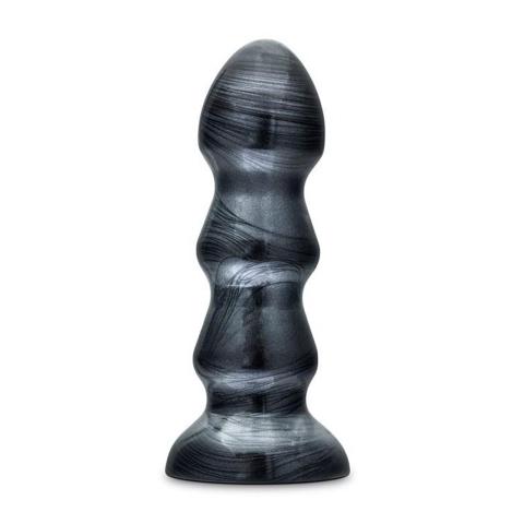 Czarny plug analny z przyssawką 17,7 cm – segmentowany
