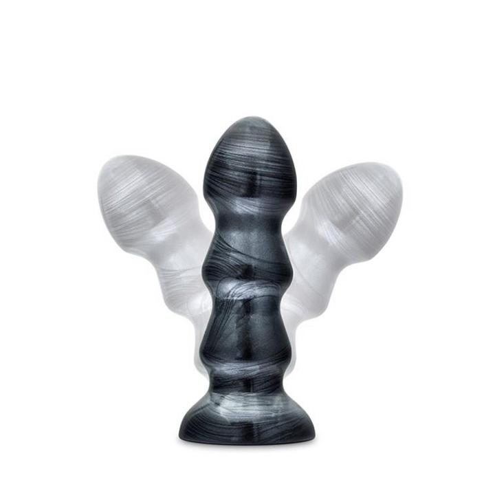 Czarny plug analny z przyssawką 17,7 cm – segmentowany
