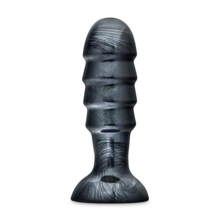 Duży plug analny z przyssawką 19 cm czarny metaliczny