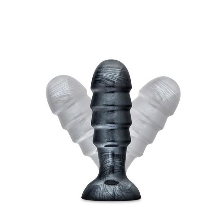 Duży plug analny z przyssawką 19 cm czarny metaliczny
